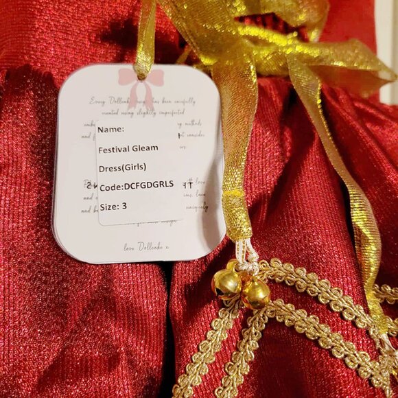 Dollcake RED Festive Gleam Dress size 3T, incl 18 in. doll dress & size 9 boots! - Picture 7 of 11